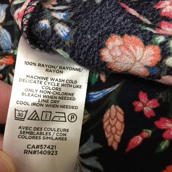 NWT Loft Navy Floral top w/faux wrap back - Picture 9 of 12